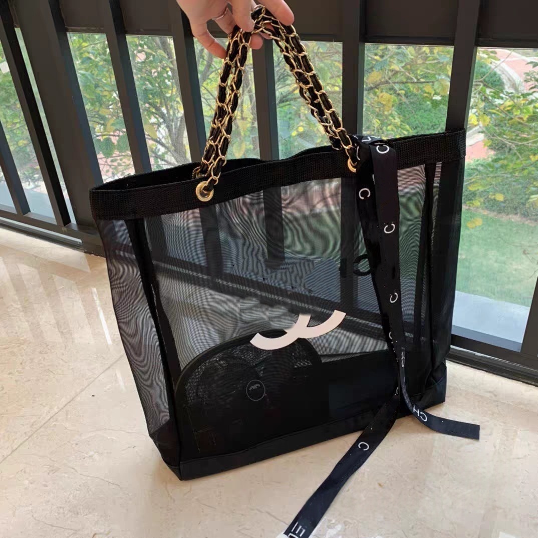 storage classical C gift set of two bag letter 2C classic Orgainize lady mesh printed tote with ribbion tie fashion Travel case