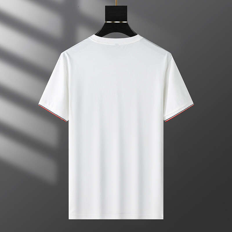 Light Luxury Ice Silk Cotton Round Neck Short T-Shirt Summer Trendy Fashion European Goods High-End Casual Half Sleeve Men