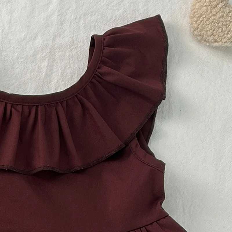 Summer Girls Ribbon Wine Red Dress Simple All-Match Girls DressT260330