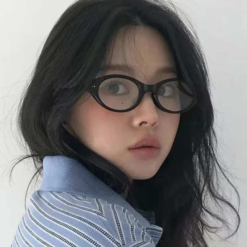 Fashion Glasses Frame Women Simple Retro Optical Anti Blue Light Eyeglasses Elliptical 260317