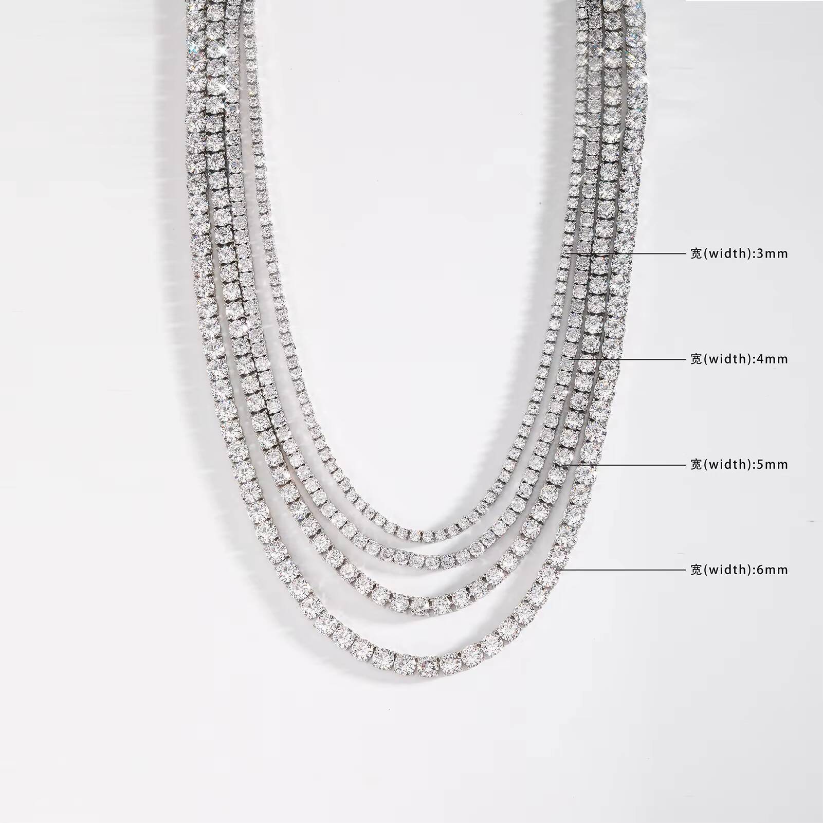 VVS Round Necklace Custom Size Hip Hop Jewelry 925 Sterling Silver Silicon Stone Tennis Chain