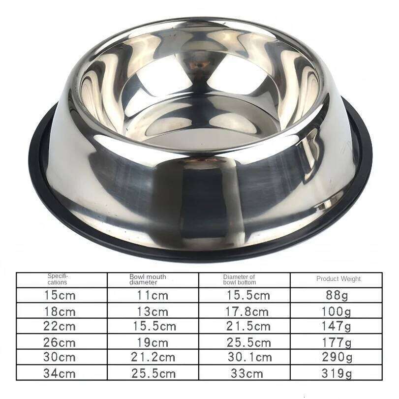 Stainless Steel Pet Feeding Cat and Dog Drinking Metal Feeder Bowl Durable Easy To Clean 6 Sizes 26W0330