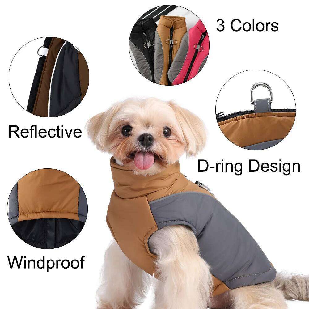 Autumn Winter Pet Dog Jacket Coat For Small Medium Dogs Cats Reflective Puppy Warm Clothes With D-ring Yorkshire Bulldog Apparel