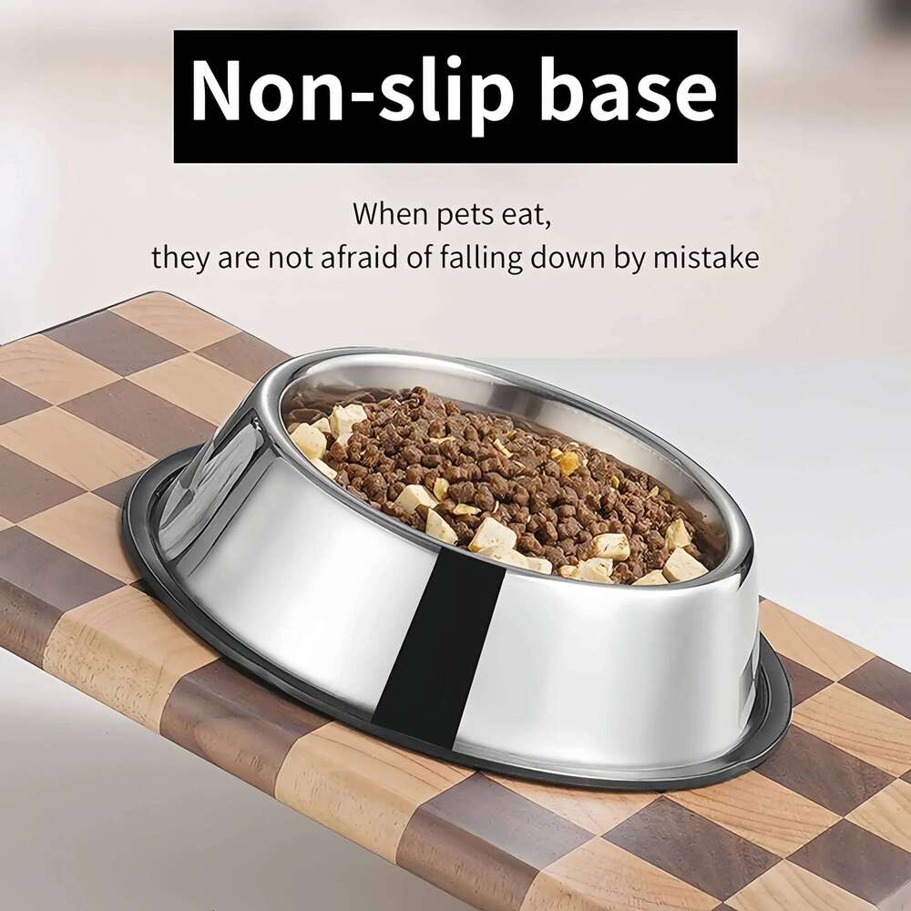 FGG Stainless Steel Pet Feeding Cat and Dog Drinking Metal Feeder Bowl Durable Easy To Clean 26W0330