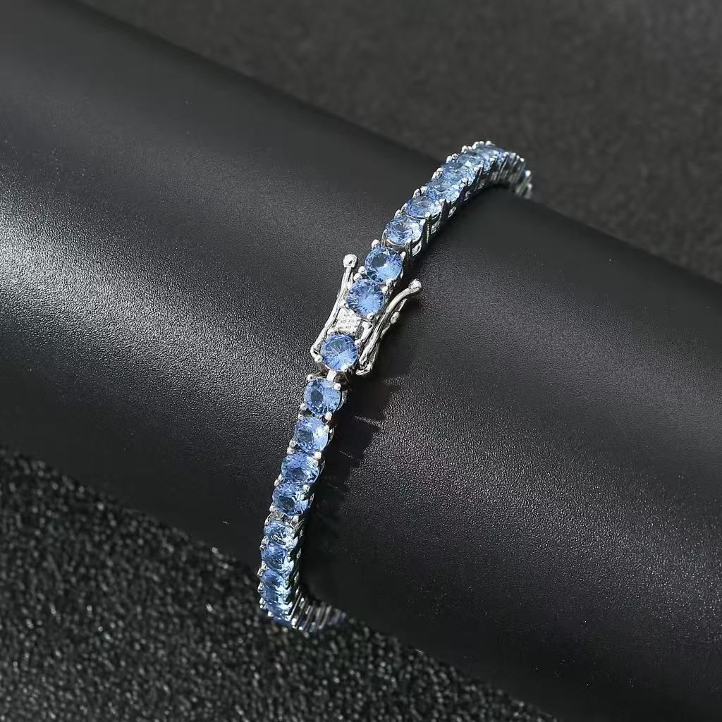 Moissanite Tennis Chain Fashion Jewelry Men Bracelet Zircon 4mm Sier Gold Plated Fine Jewelry Bracelet Tennis for Men Women Gift