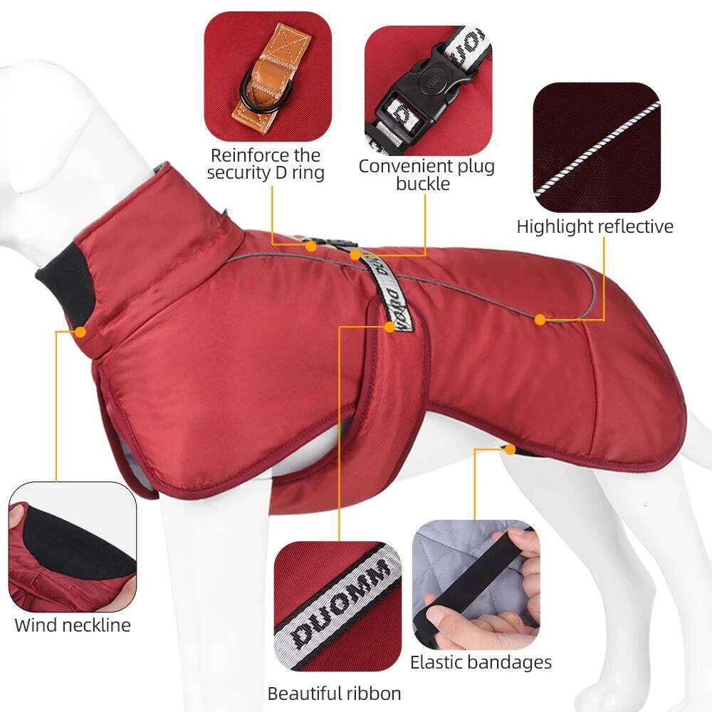Windproof Big Dog Jacket Coat For Small Large Dogs Clothes with Harness Warm Fleece Reflective Puppy Costume Bulldog Pug Outfits