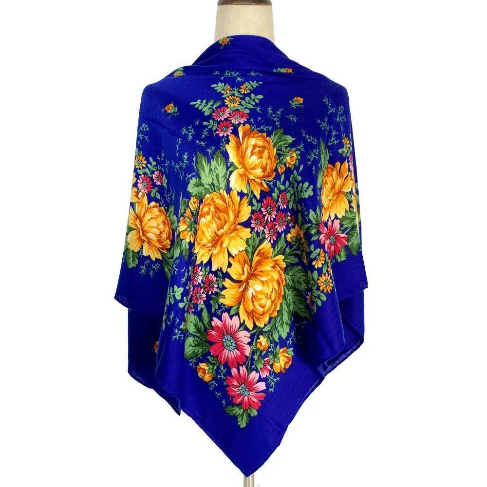 Russian Style Floral Print Square Scarf Wen Luxury Flower Printed Shawls and Wraps Lady Bandana Travel Sunshade Shawl Bufanda X260328
