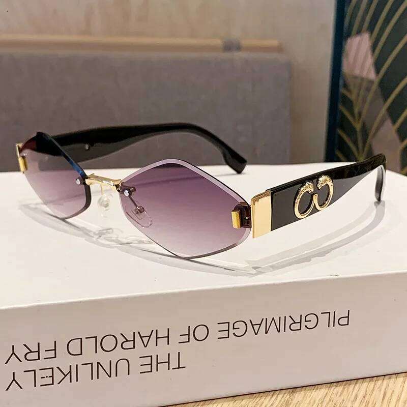 Fashion Hexagon Sunglasses Women Luxury Designer Rimless Polygon Sun Glasses Men Vintage Small Frame Eyewear Shades 26Y0330