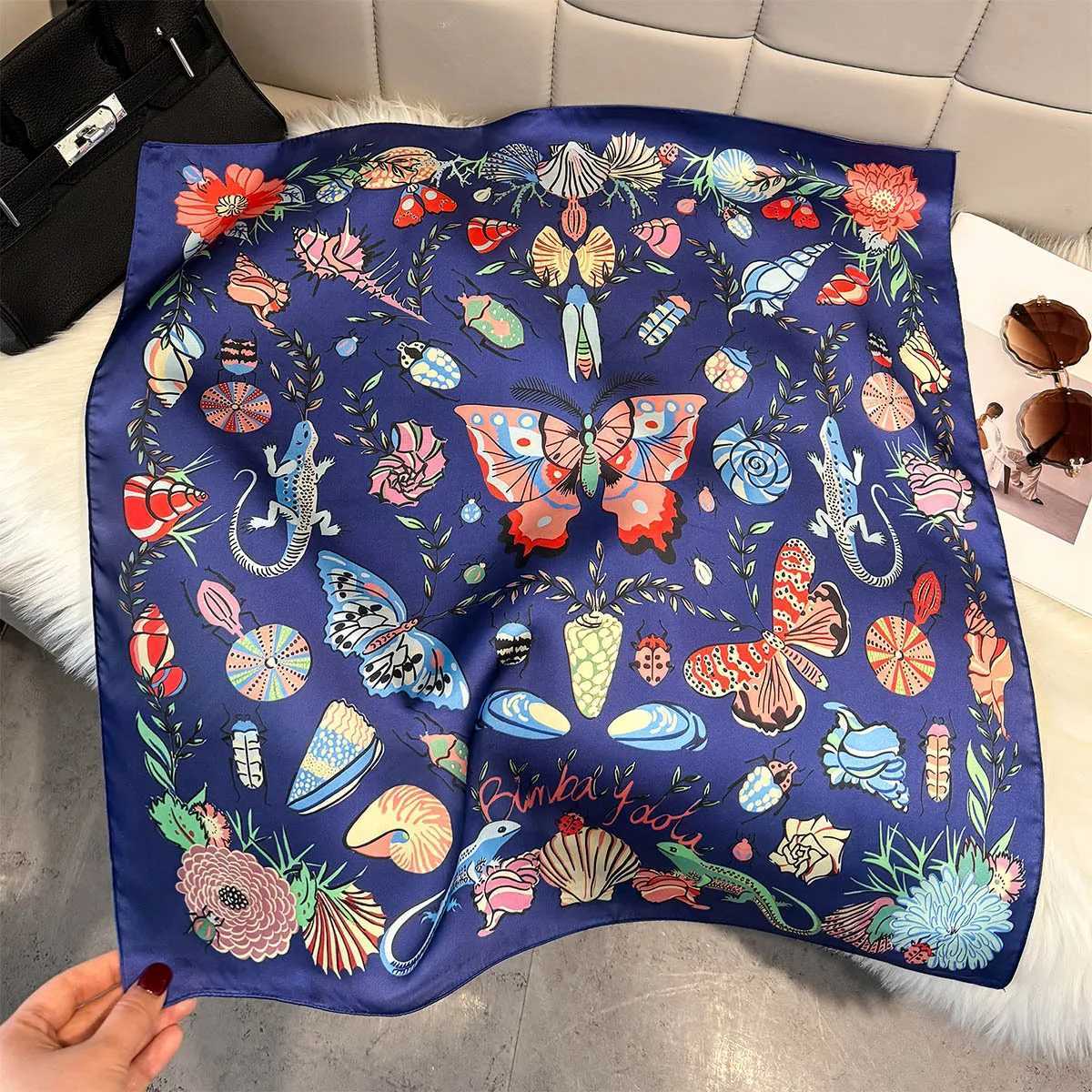 2026 New Print Silk Square Scarfs Wen Soft Satin Neck Ties Fashion Kerchief scarf Fem Hijab Foard Bandana X260328