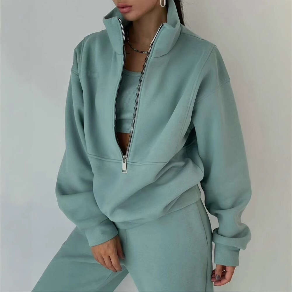 2026 New European and American Autumn Women's Fashion Fleece Sports Casual Suit T5588