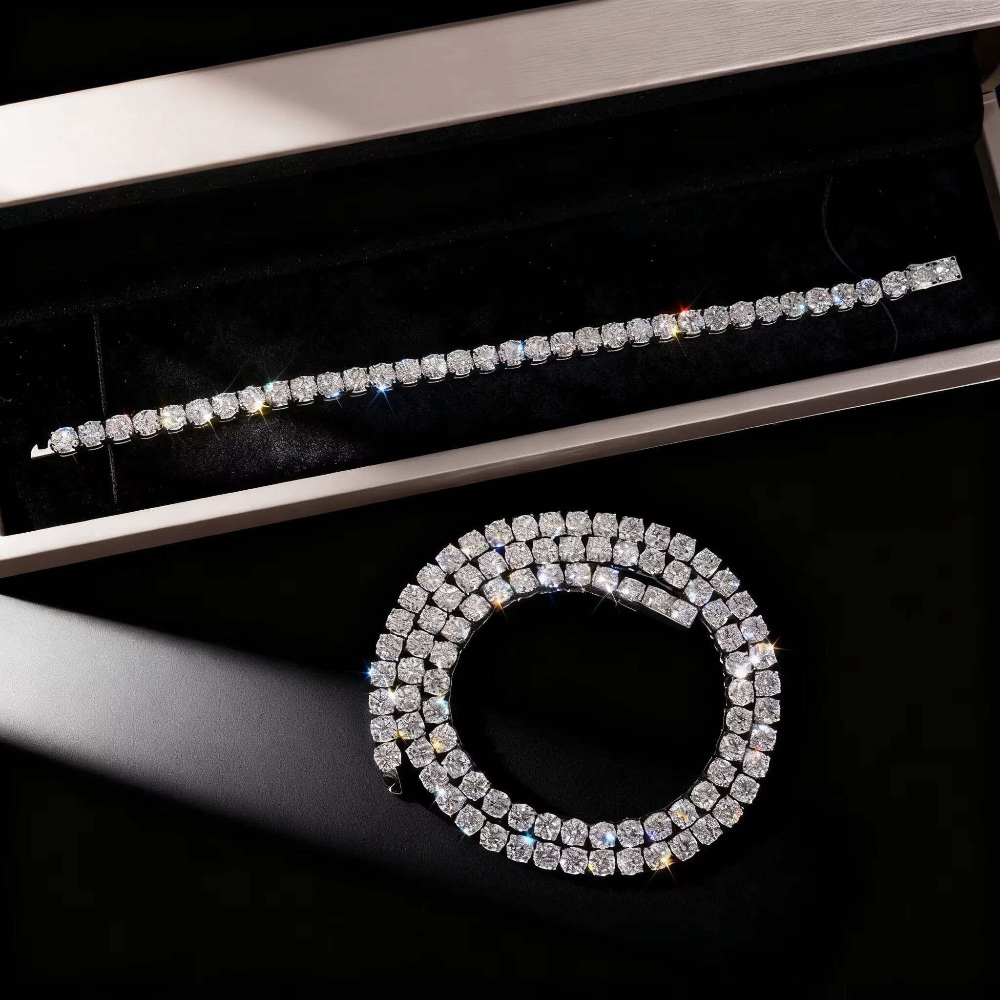 4mm - 5mm Moissanite Tennis Necklace 16 - 24 Inches Diamond Necklace Hip Hop Fine Jewelry Perfect Gift for Unisex