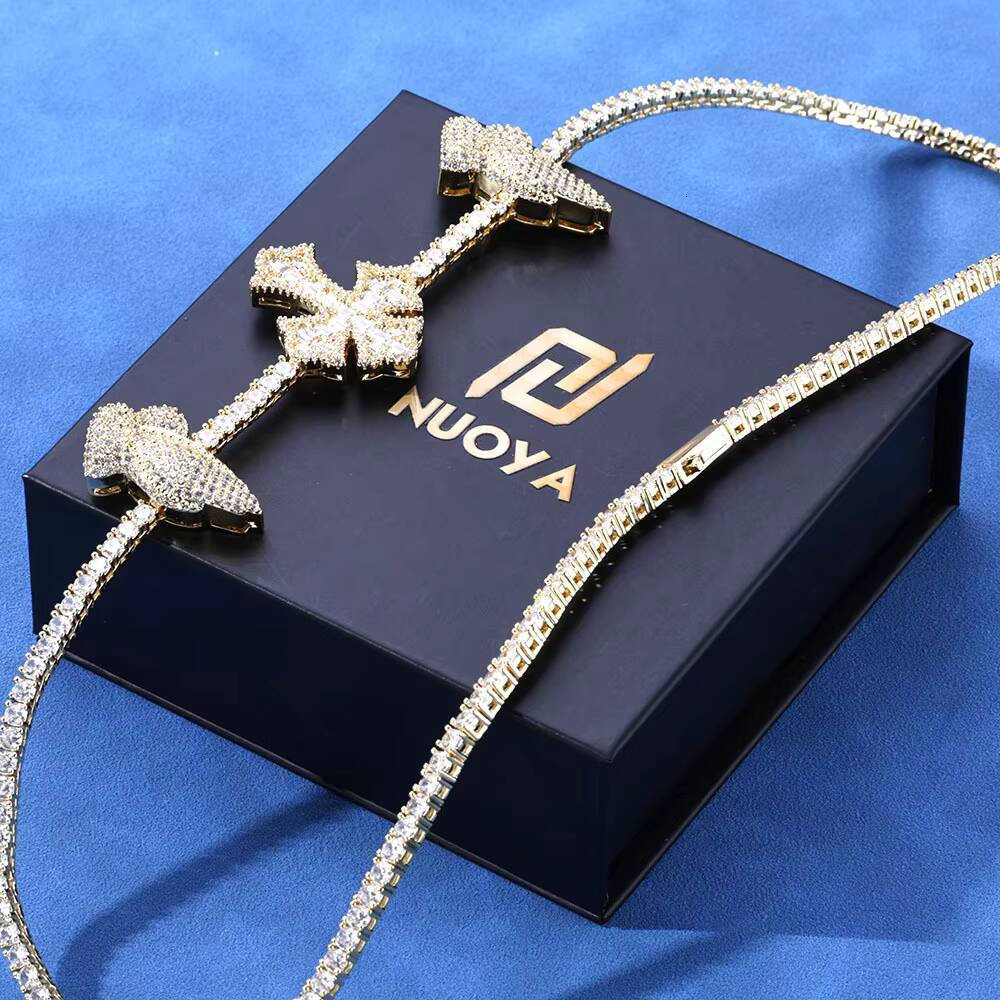 European American Vintage S925 Silver Moissanite Cross Praying Hands Tennis Chain Custom Hip Hop Mens Necklace