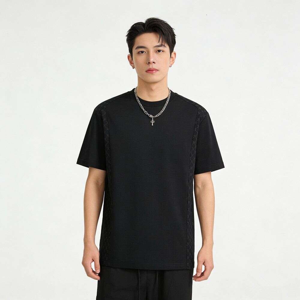 Men's Short Sleeve T-Shirt Summer New Style Pure Cotton Embroidered Fashion High-End Trendy Loose Half-Sleeve Top B1dad1404