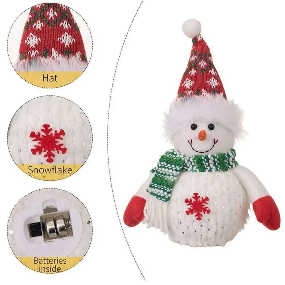 Glowing Xmas Snowflake Lighted Snowman Figurine Decorative Item Snowmen with Top Hat Christmas Gift