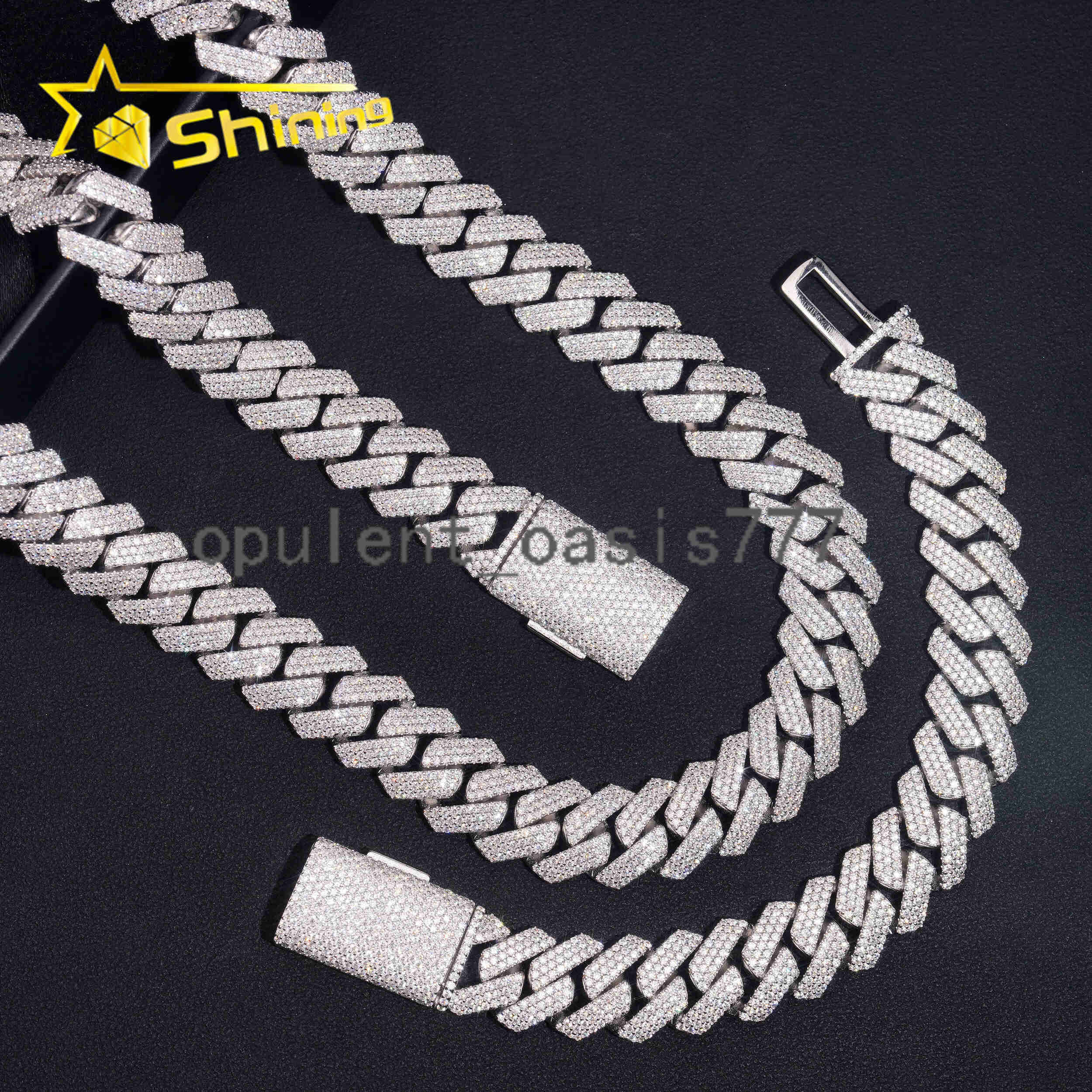 USA Warehouse New Stocks Ready to Ship 15mm 925 Solid Silver Hip Hop Jewelry Iced Out VVS Diamond Cuban Link Chain Moissanite