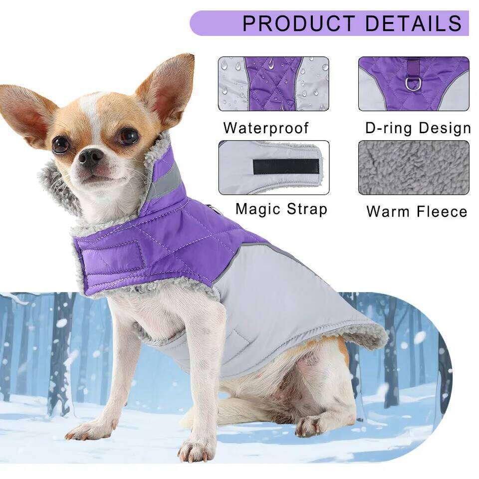 Pet Dog Jacket For Small Big Dogs Cat Winter Warm Fleece Clothes Reflective Waterproof Puppy Vest Coat Labrador Bulldog Clothing