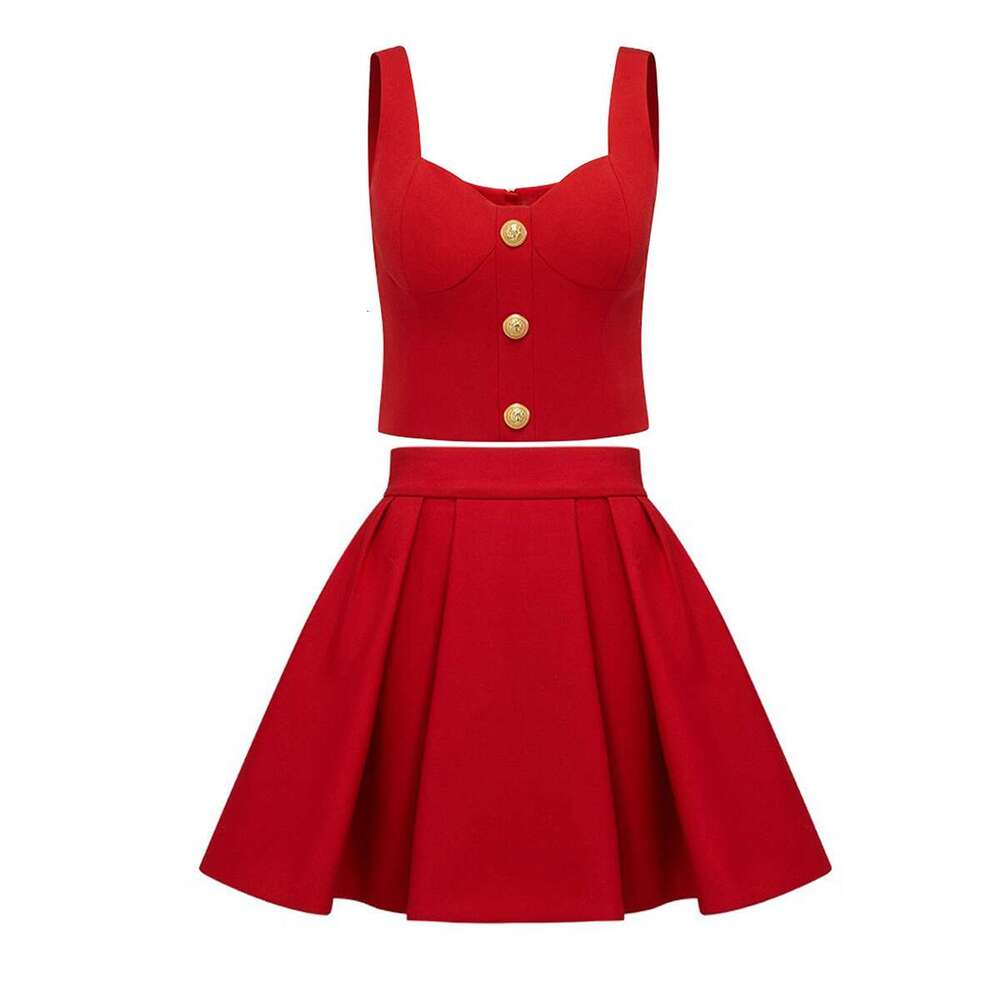 Summer d24 new designer fashion vest multifunctional network celebrity women's short skirt set 2026