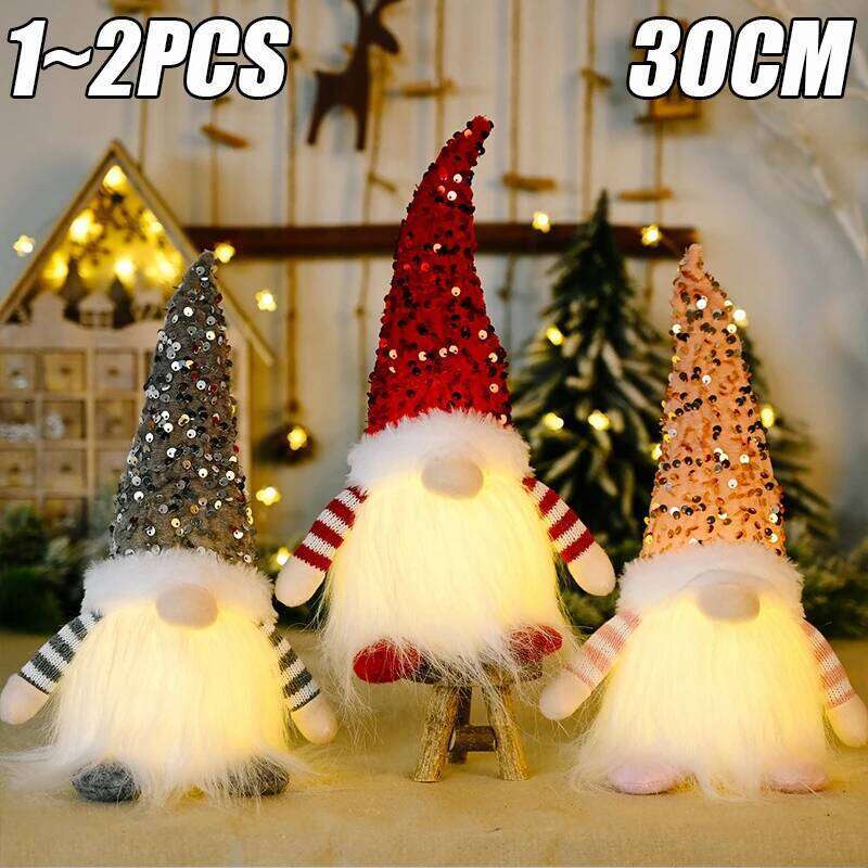 Glowing Knitted Gnome Doll with Led Night Light 30CM Christmas Decorations Home Xmas Tree Decor Navidad New Year 2025 Gift