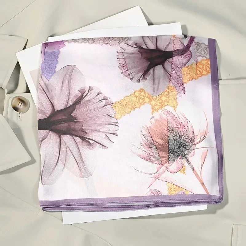 53cm Silk Printed Hijab Scarf for Wen Silk Floral Print Small Scarf Fashionable and Versatile Scarf Neck Protector Hijab X260328