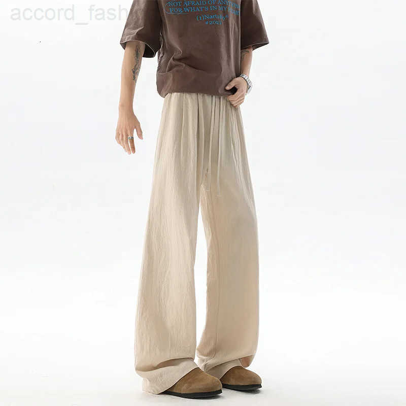2026 New Trousers Chinese style mens cotton linen casual crotch pants ethnic style plus size cotton and linen wide leg pants H260330