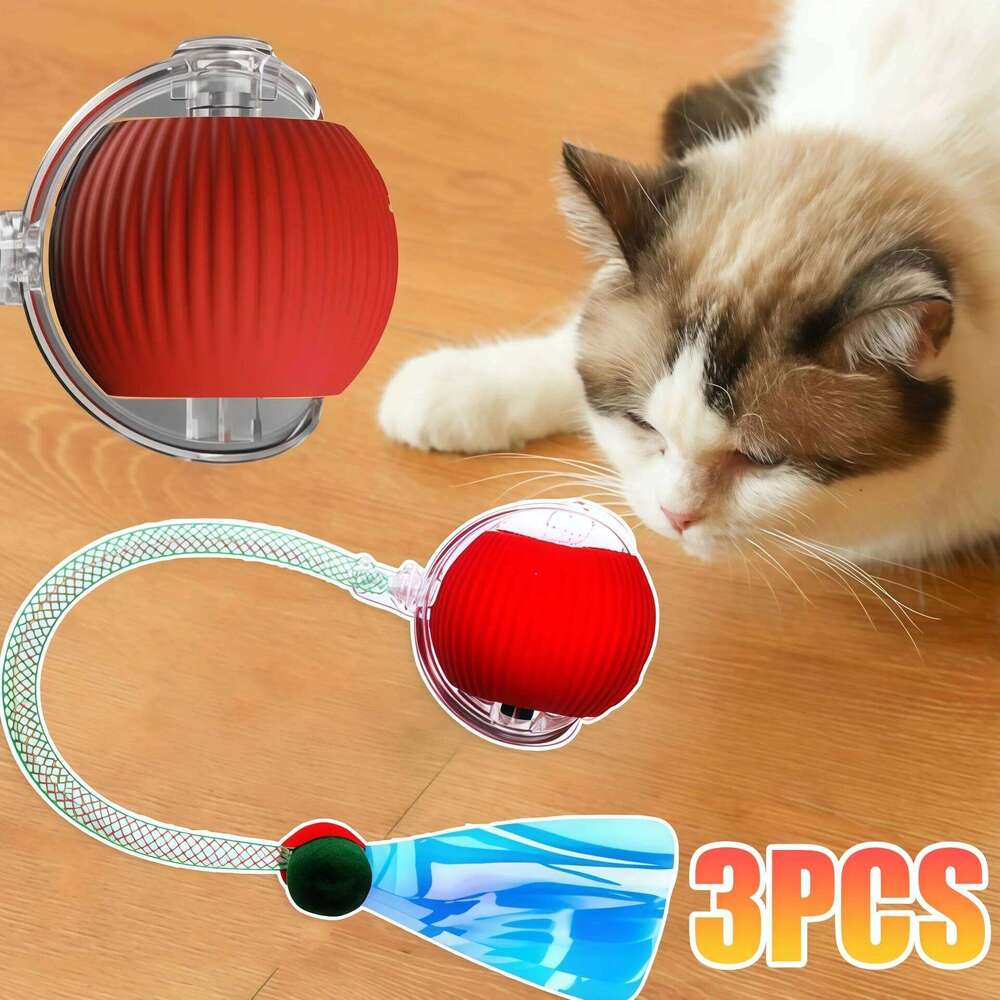 New Interactive Toys Automatic Rolling Ball Faux Tail Rechargeable Smart Pet Electric Toy Cat Training Imitate Mouse