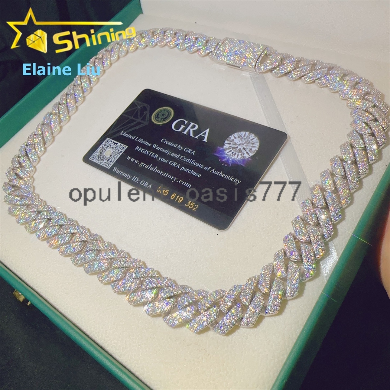 Hip Hop Fine Jewelry Diamond 15MM Iced Out Custom 925 Sterling Silver Moissanite Miami Cuban Link Chain Necklace
