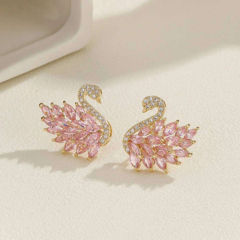 Jewelry Earrings Swan Colored Micro Paved Stud Earrings Goddess Style Cubic Zirconia Crystal Hypoallergenic Cluster Stud Earrings Fashion Everyday Jew