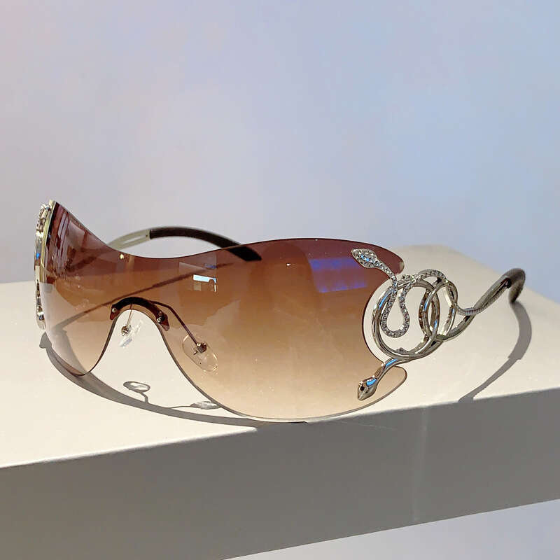 New Style Personality Fashion Frameless One-Piece Snake Leg Tech Sense Y2k Quirky Sunglasses
