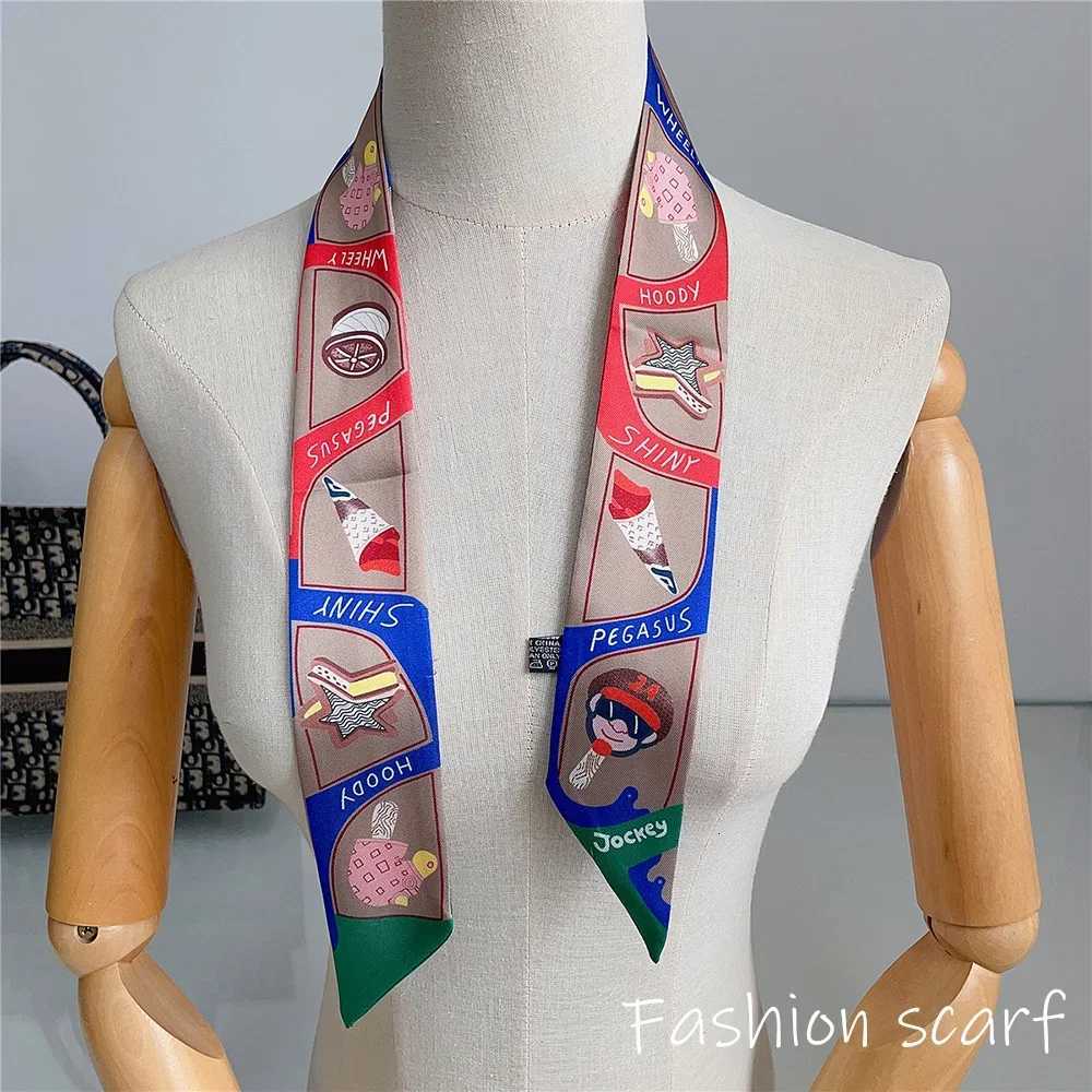 Four Seasons Fashion Versatile New Van Gogh Classic Oil Painting Series Ladies Decoration Twill Long Strip Silk Scarf Tie Ribbon X260328