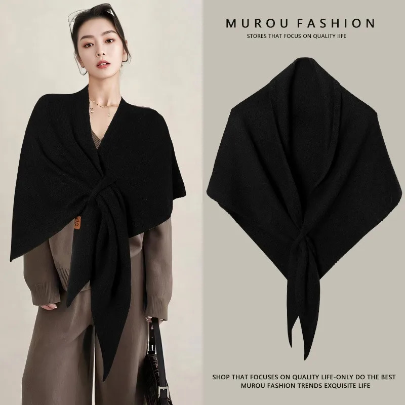 Version Womens Neck Wrap Autumn and Winter Wool Blended Triangular Shawl Female Thickened with Knitted Warm Shoulder XWJ116 260325