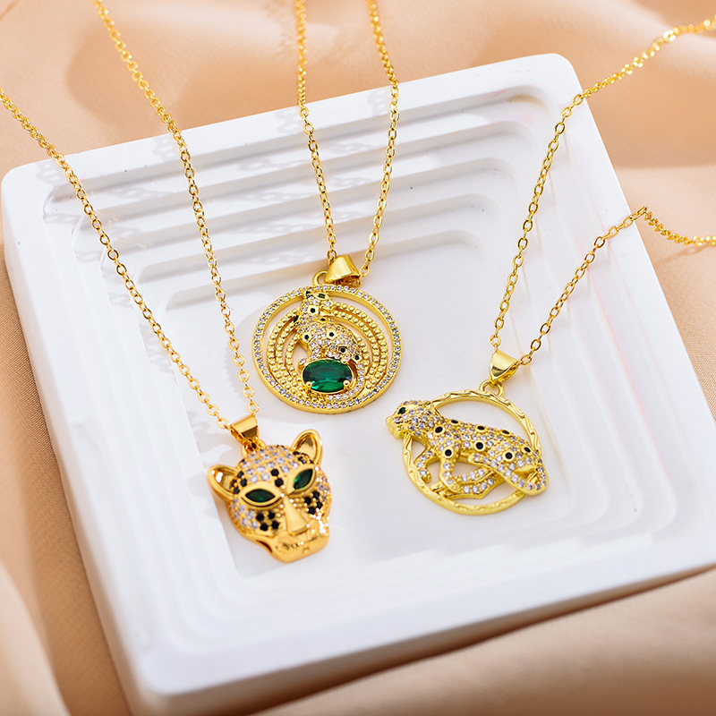 New Designer Necklace for Women Exquisite Cubic Zirconia Leopard Animal Necklace Female Jewelry Gift Panther Gold Plated Necklace Whoelsales Drop Ship
