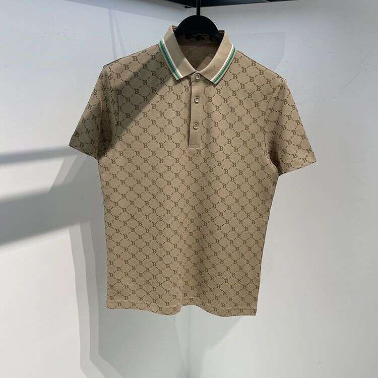 Men's Polo Shirt, Summer Fashion, Light Luxury, High-End, Stylish, Floral Print, Turn-Down Collar, Short-Sleeved T-Shirt,