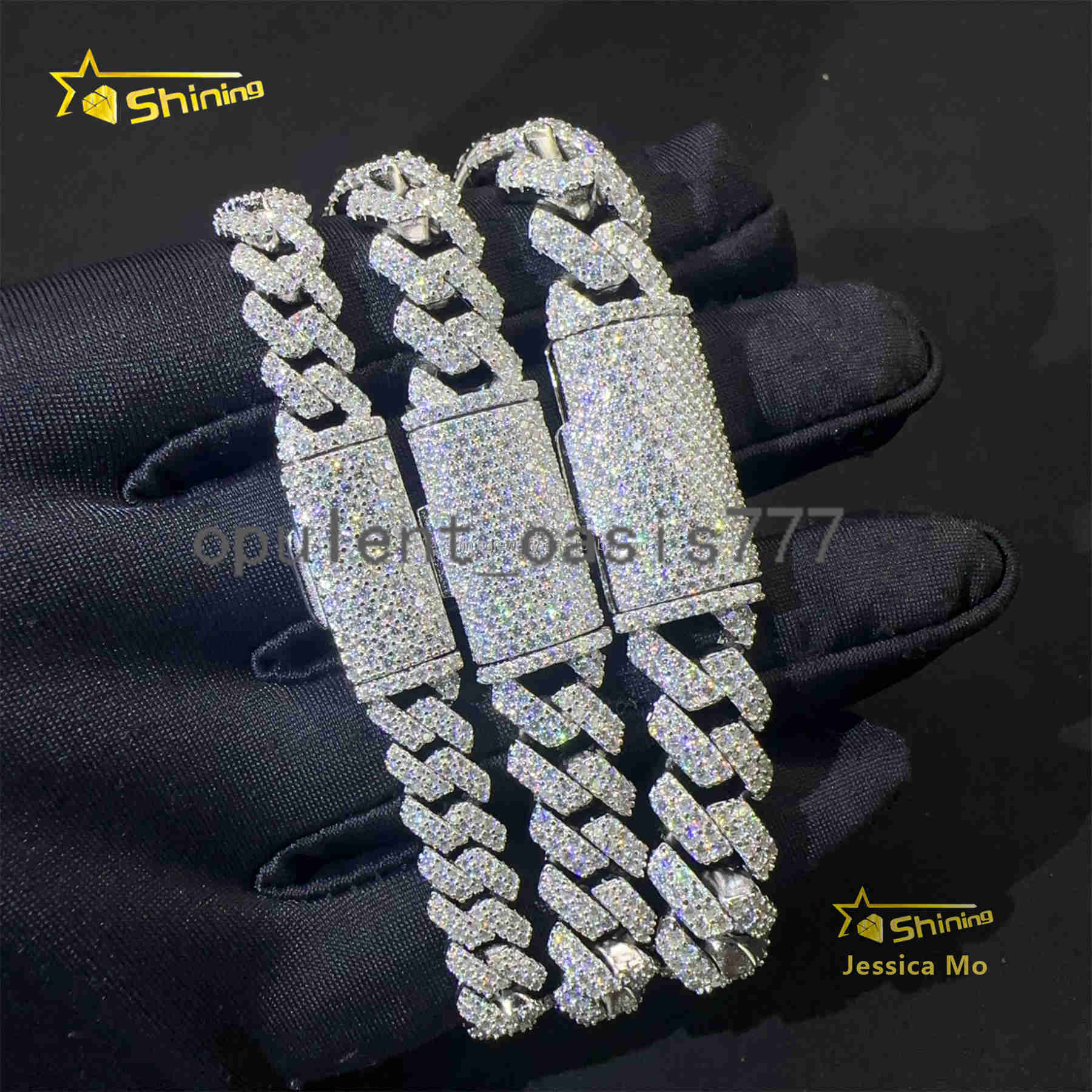 Hot Selling New Arrivals Hip Hop 8mm 10mm 12mm 2Rows Jewelry VVS1 Moissanite Diamond Iced Out S925 Silver Miami Cuban Bracelet