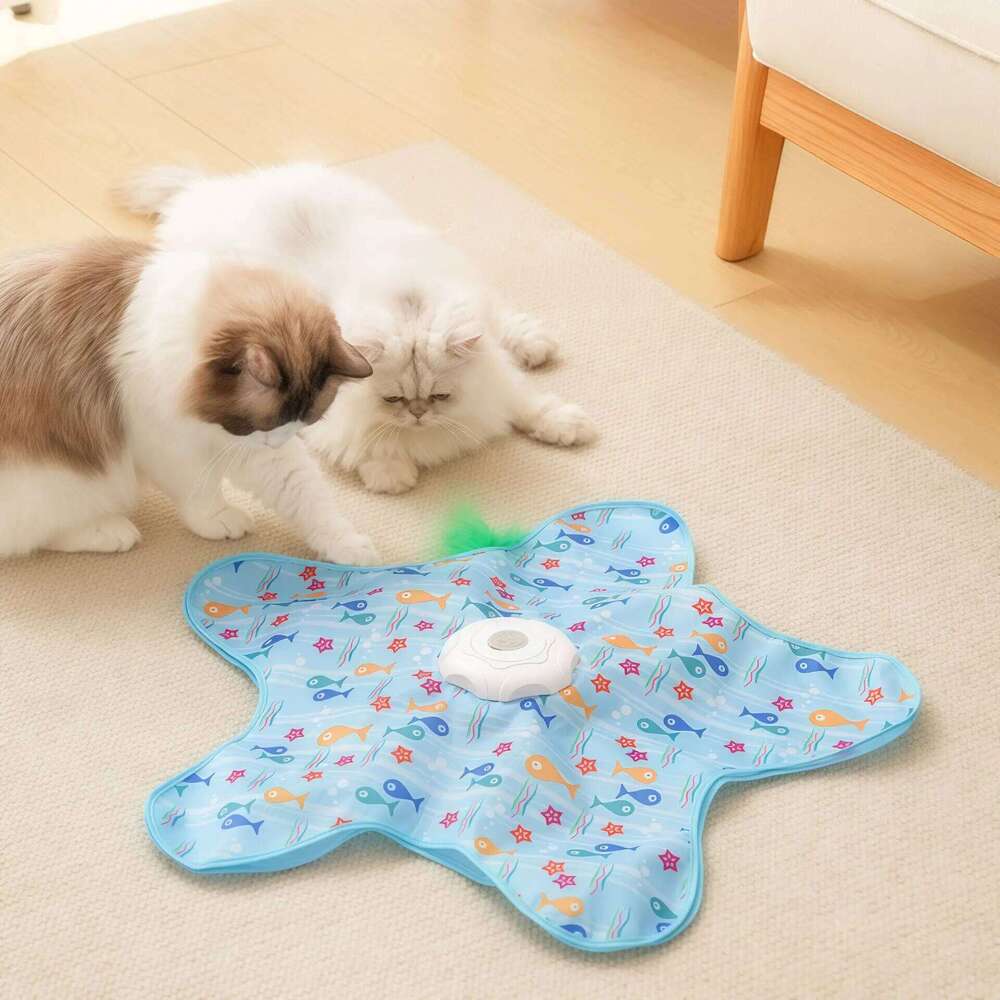 Toys Interactive Hide and Seek Cat with Mouse Squeaky Motion Activated Moving Concealed Feathers Kitten Teaser Toy