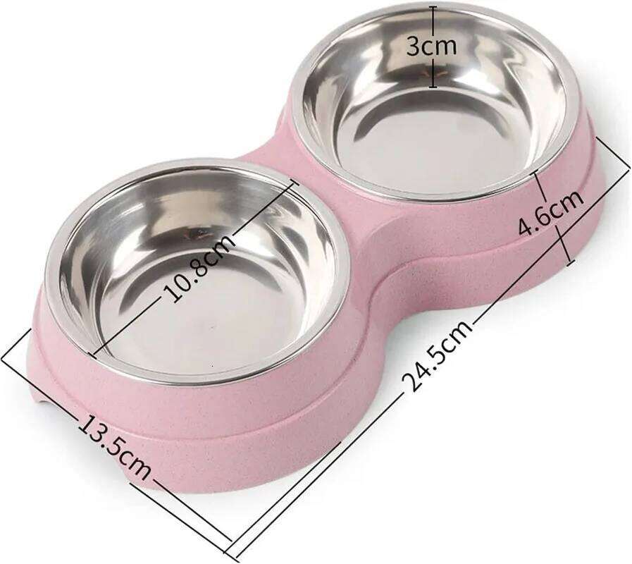 Stainless Steel Double Pet Bowls Food And Water Feeder Dish Cat Puppy Feeding Supplies Small Dog Accessories 26W0330
