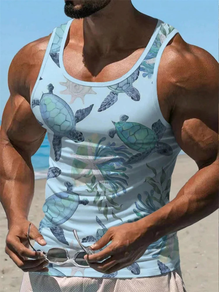 Mens Solid Color Vest Hawaiian Comfort Clothing Summer Beach Travel Quick Drying Sleeveless TShirt Top 260312