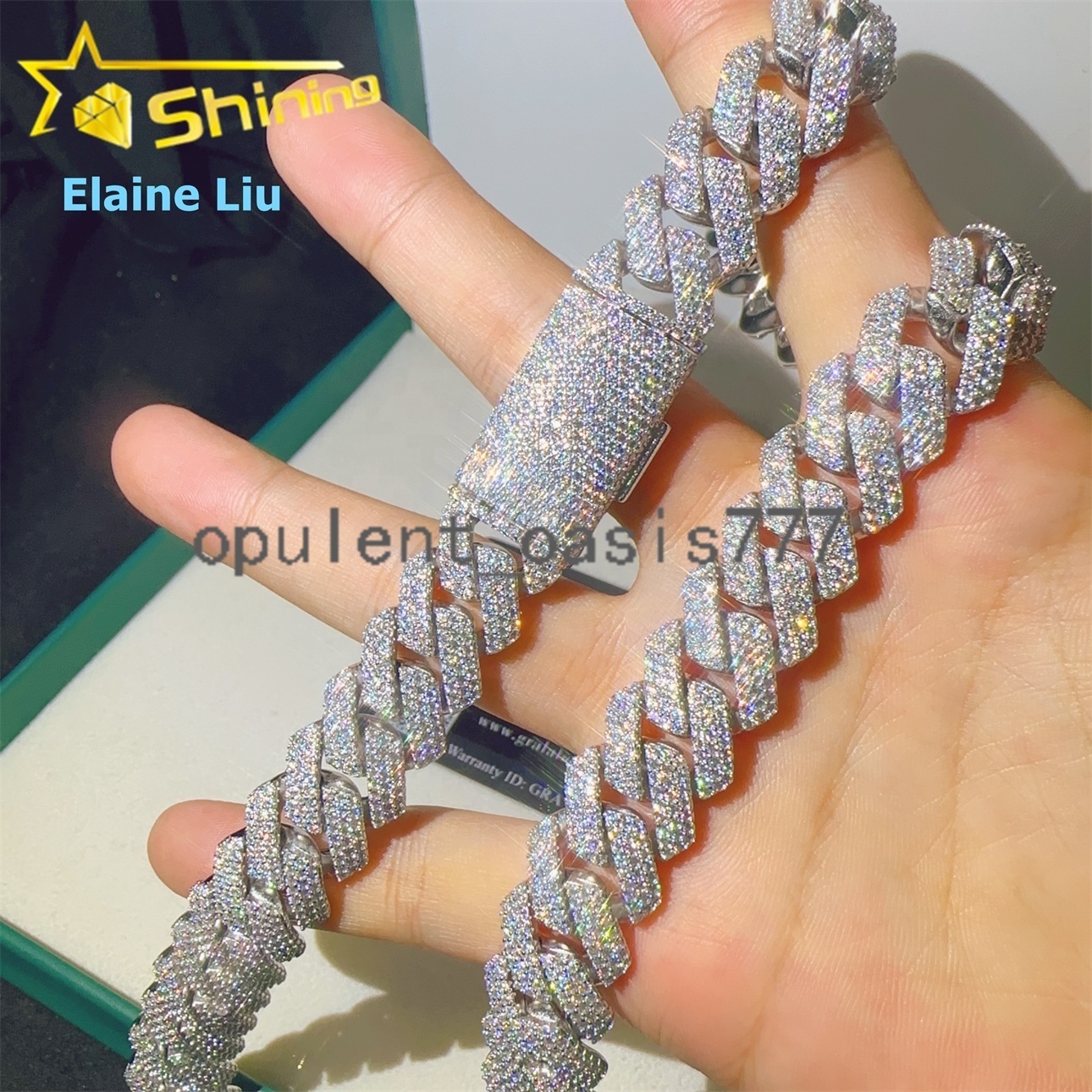 Hip Hop Fine Jewelry Diamond 15MM Iced Out Custom 925 Sterling Silver Moissanite Miami Cuban Link Chain Necklace