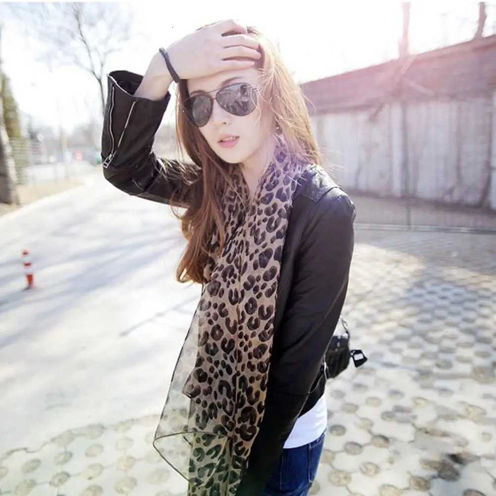 Wen Stole Soft Leopard Print Scarf Vintage Chiffon Wrap Harajuku Scarves Shawl Hot S Thin Summer Spring Casual Sexy Elegant X260328