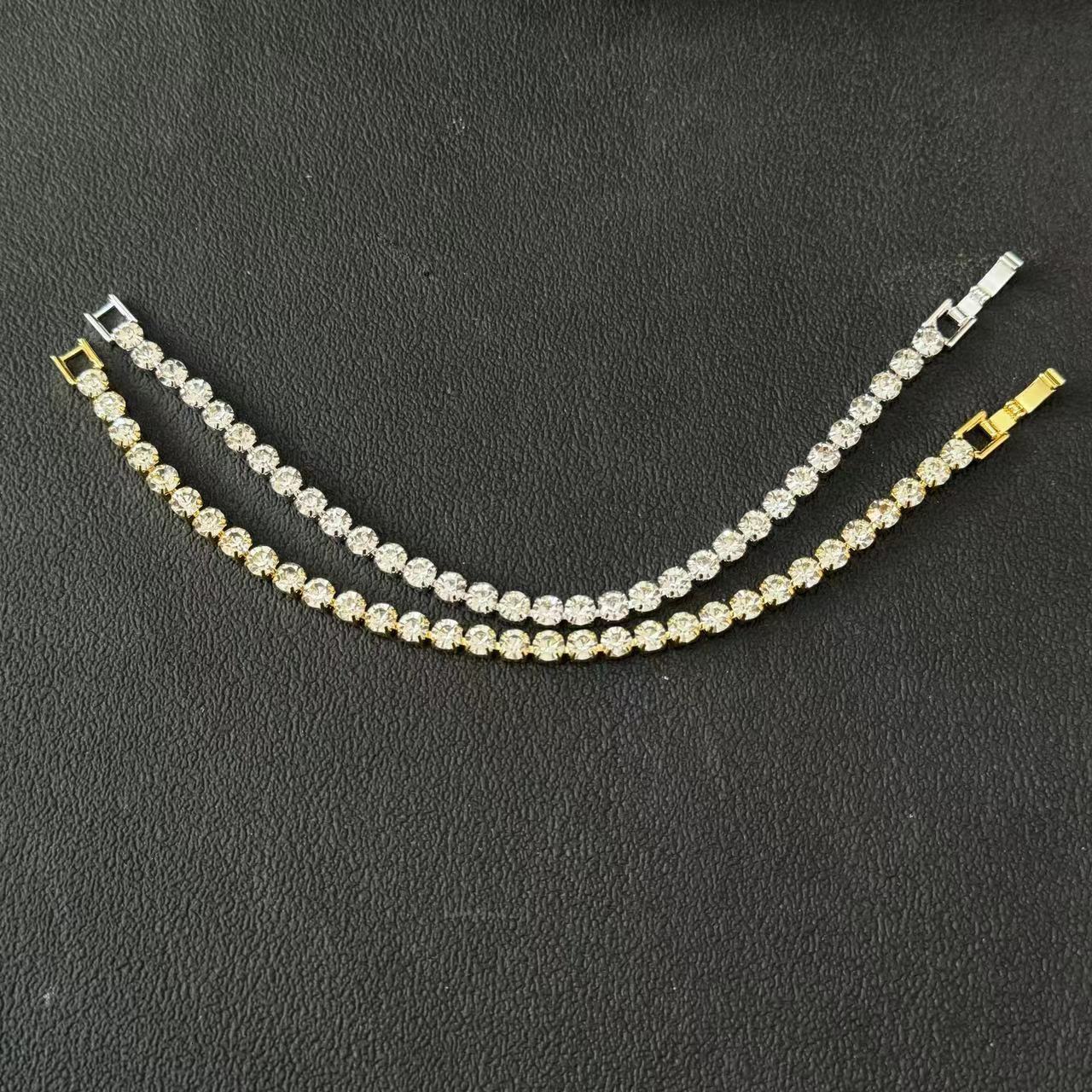 Luxury Brand Designer Fashionable Understated Niche Design Cool Style Ultra-bright Men's And Women's Identical Crystal Bracelet Ankle Chain