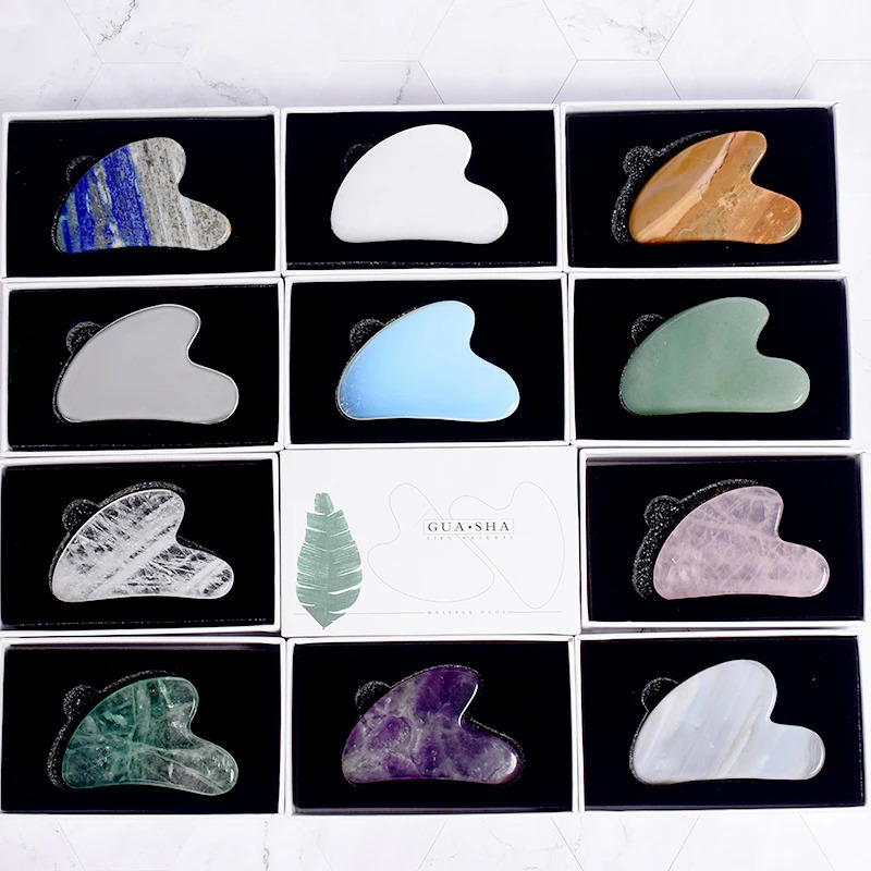 Wholesale Jade Guasha Tool Care Face Massager Natural Stone Crystal Massage Beauty Body Traditional SPA Healing Health Tools 260316