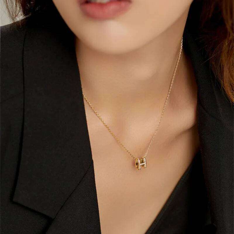 Necklaces Copper Inlaid With Zircon Exquisite And Fashionable H Shaped Letter Pendant Necklace For Women S Banquet Wedding Jewelry Visionice