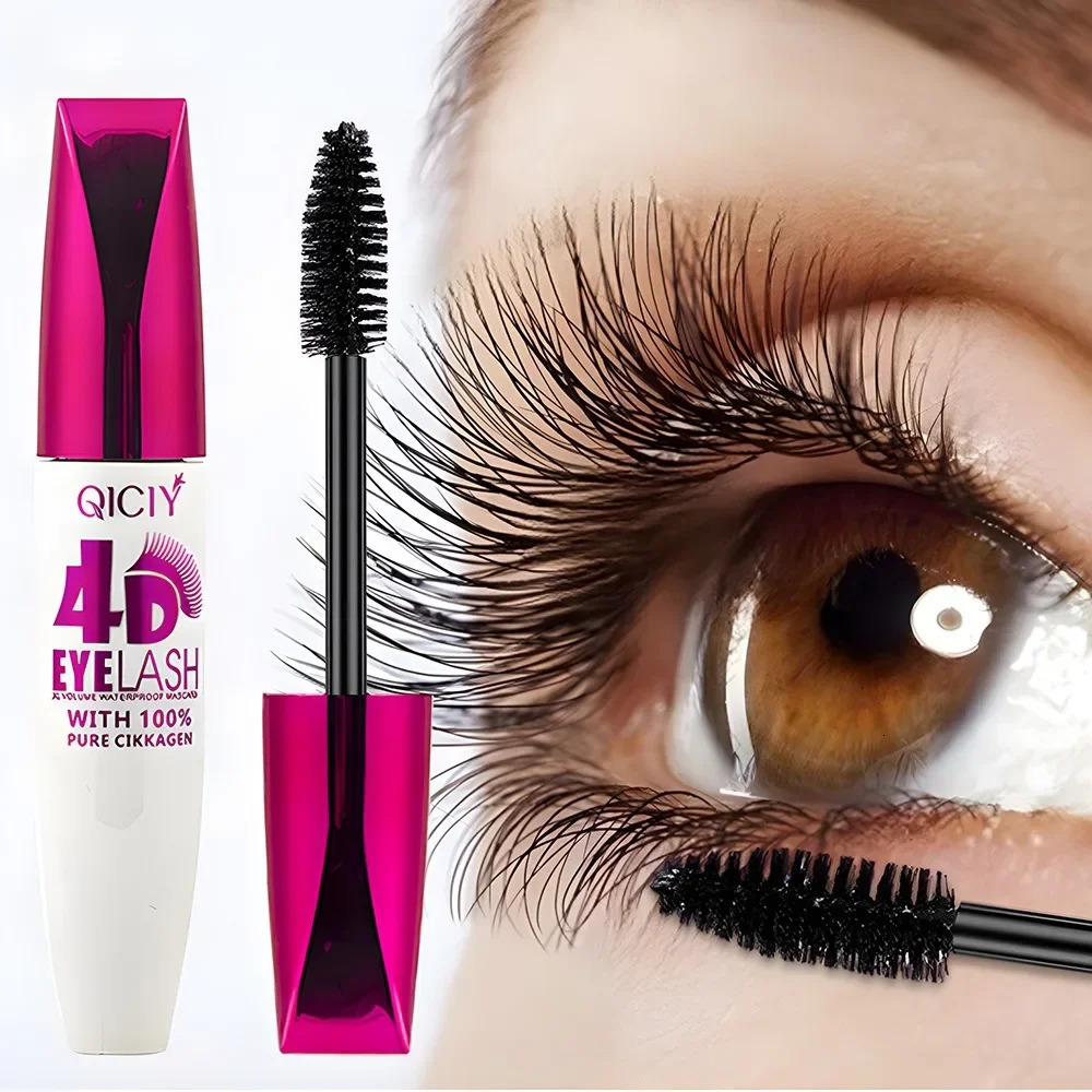 4D Waterproof Curling Mascara Lengthens Eyelashes Black Silk Fiber Lasting Cosmetic No Smudging Female Makeup 260316