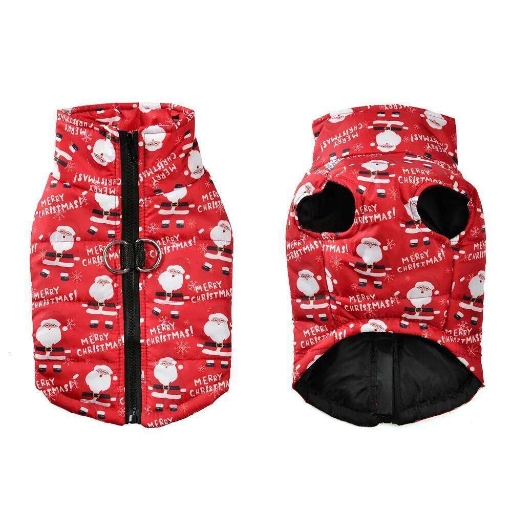 Christmas Pet Dog Jacket Coat for Small Medium Dogs Cats Autumn Winter Waterproof Puppy Print Clothes Yorkshire French Clothing