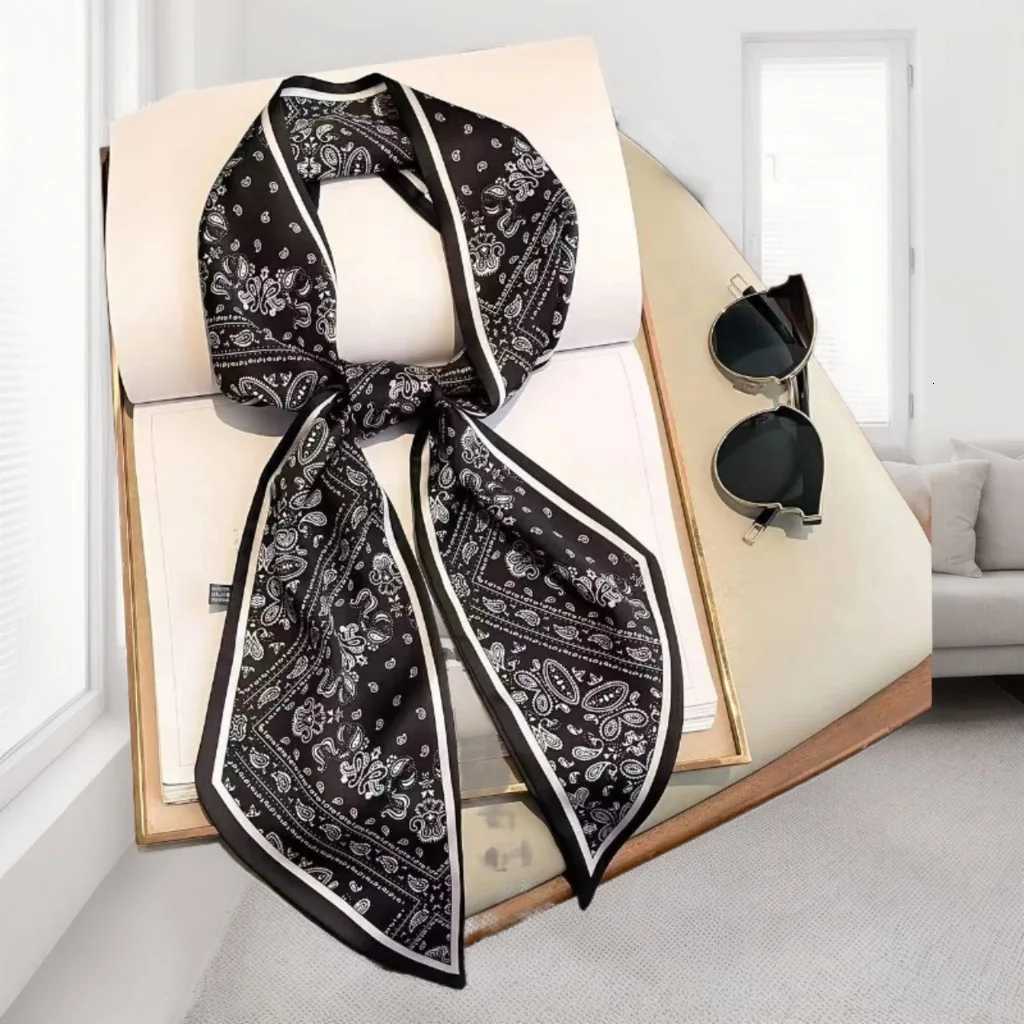 Luxurious Simation Silk Long Scarf Wens Printed Thin Narrow Scarf Bag band Satin Scarf Wen X260328
