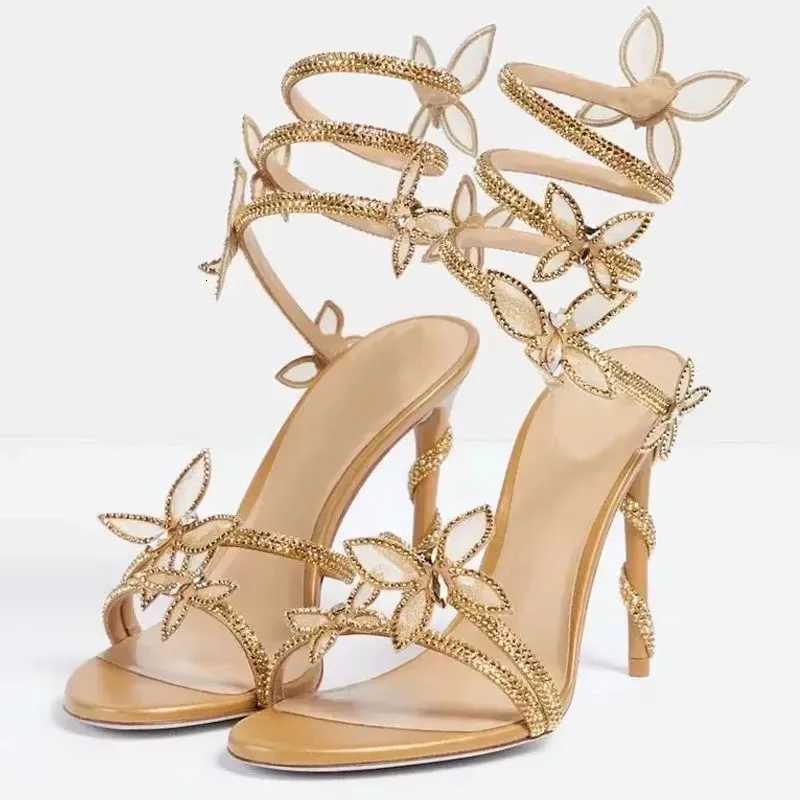 Eilyken Sexy Crystal Butterfly-knot Ankle Strap Sandals Woman Fashion Open Toe Stiletto High Heels Banquet Party Pumps Shoes Z260330