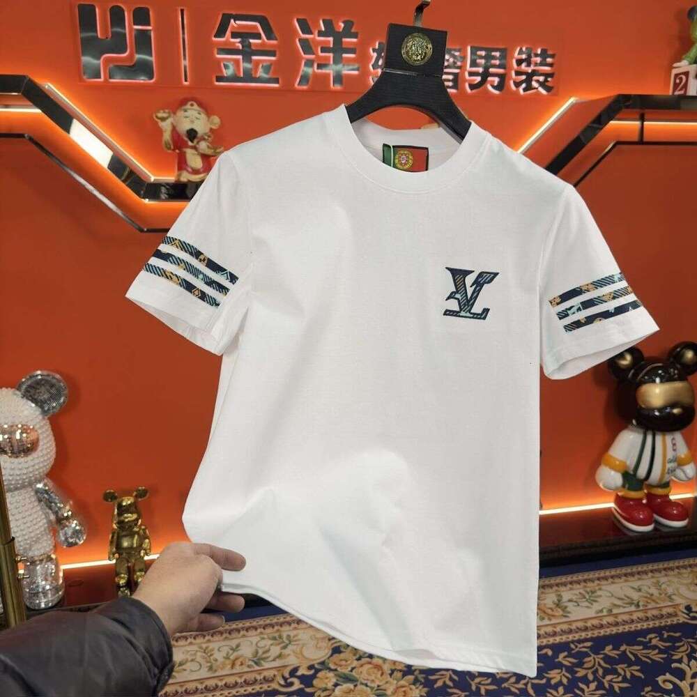 Spring Summer T-Shirt, Trendy Brand Men's Short-Sleeve Design, Light Luxury Casual Versatile Top, Hong Kong Style Round Neck, Stylish And Cool As