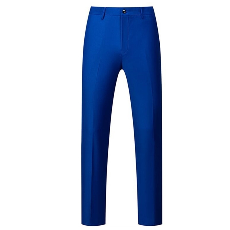 Men Solid Colour Formal Suit Pants Black Red Royal Blue Homme Wedding Office Social Slim Fit Trousers 260327