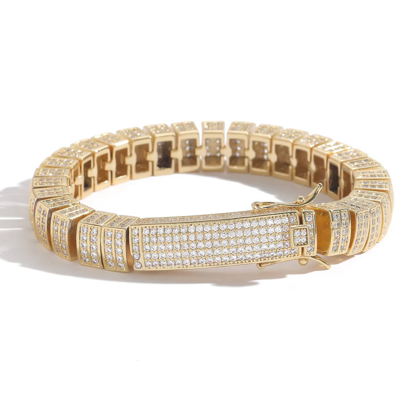 New 10mm Chain Hip Hop Bracelet with Micro Inlaid Moissanite Cuban Chain Personalized Trendy Brand Mens Chain Accessory Gift