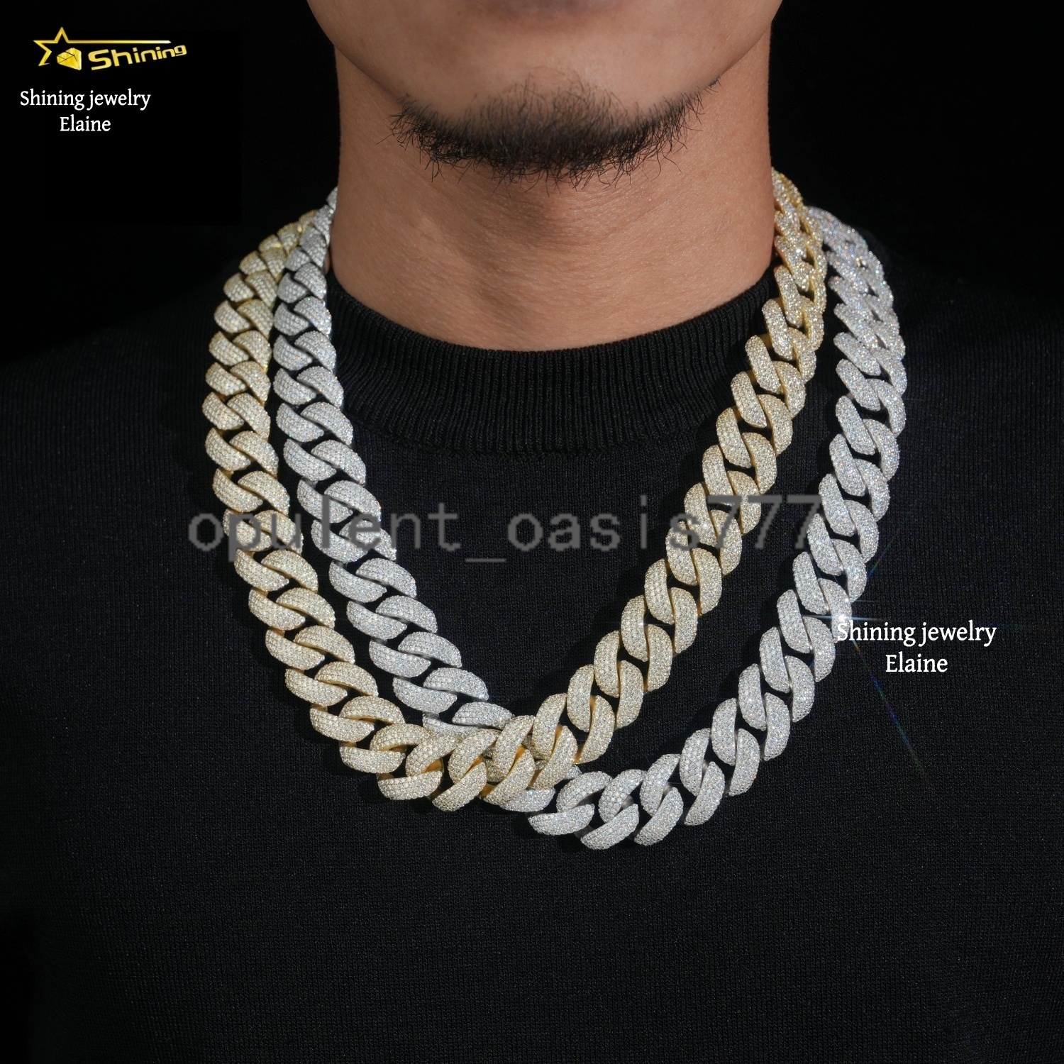 Fashion Jewelry Iced Out Custom Moissanite 20MM D Color VVS Moissanite Diamond 925 Sterling Silver Cuban Link Chain Necklace