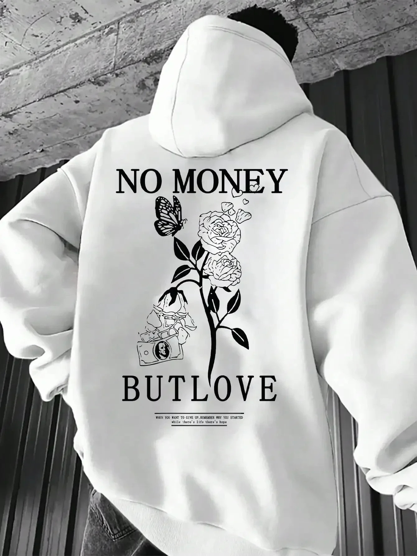 2026 loose mens floral letter print hooded fleece sweatshirt spring and autumn comfortable and versatile pullover 260330
